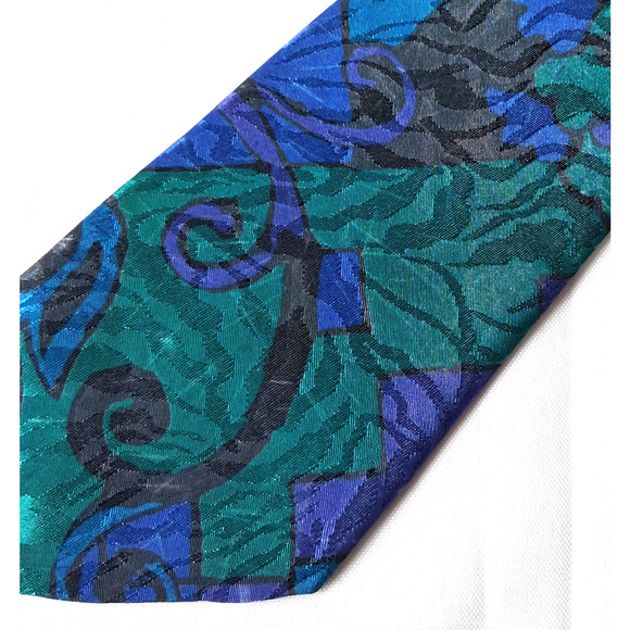 Vintage Buscati Men's Tie Blue Green Palace Silk Abstract Classic Style - Picture 3 of 8